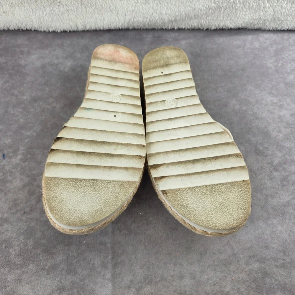 A New Day Womens Cream Crisscross Espadrille Platform Slide Sandals 6.5